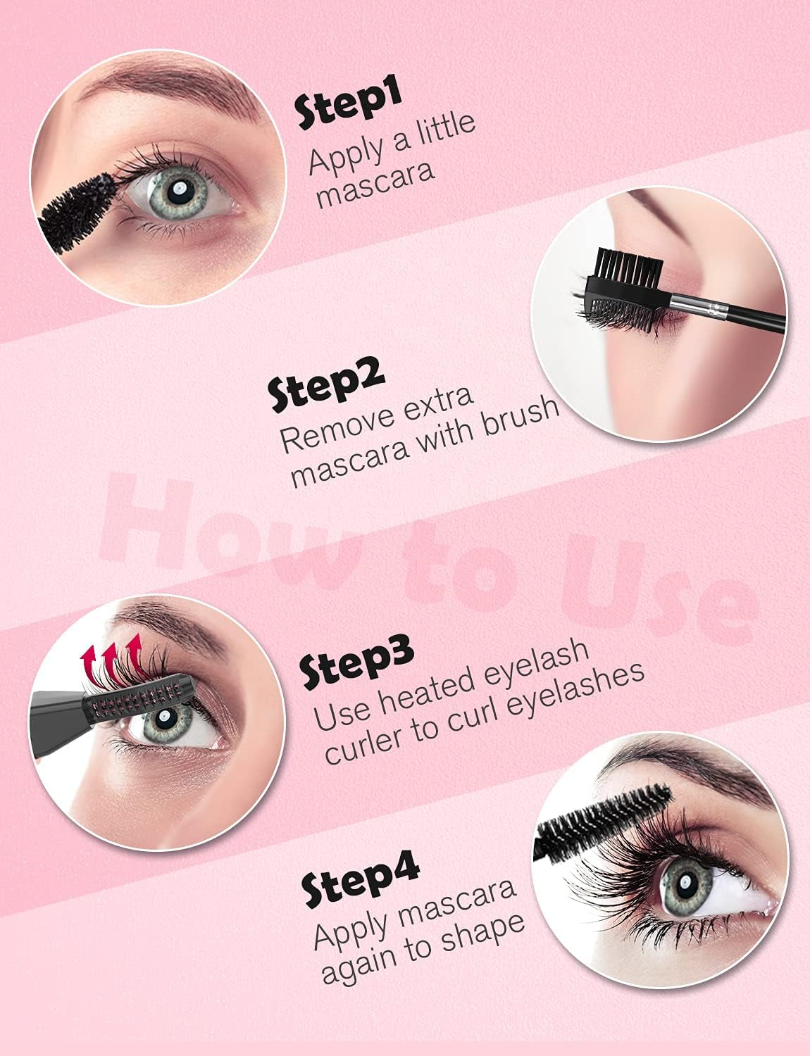 Heated Eyelash Curler, Electric Eyelash Curler USB Rechargeable for Quick Natural Curling, Long Lasting Curl Eyelashes Tool Valentine'S & Christmas Gifts for Women - Watermelon Powder