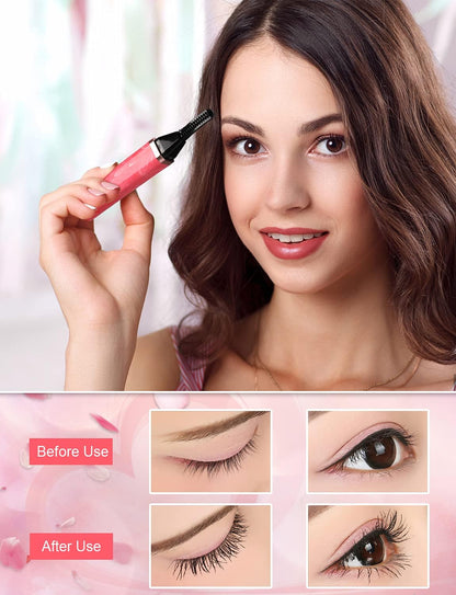 Heated Eyelash Curler, Electric Eyelash Curler USB Rechargeable for Quick Natural Curling, Long Lasting Curl Eyelashes Tool Valentine'S & Christmas Gifts for Women - Watermelon Powder