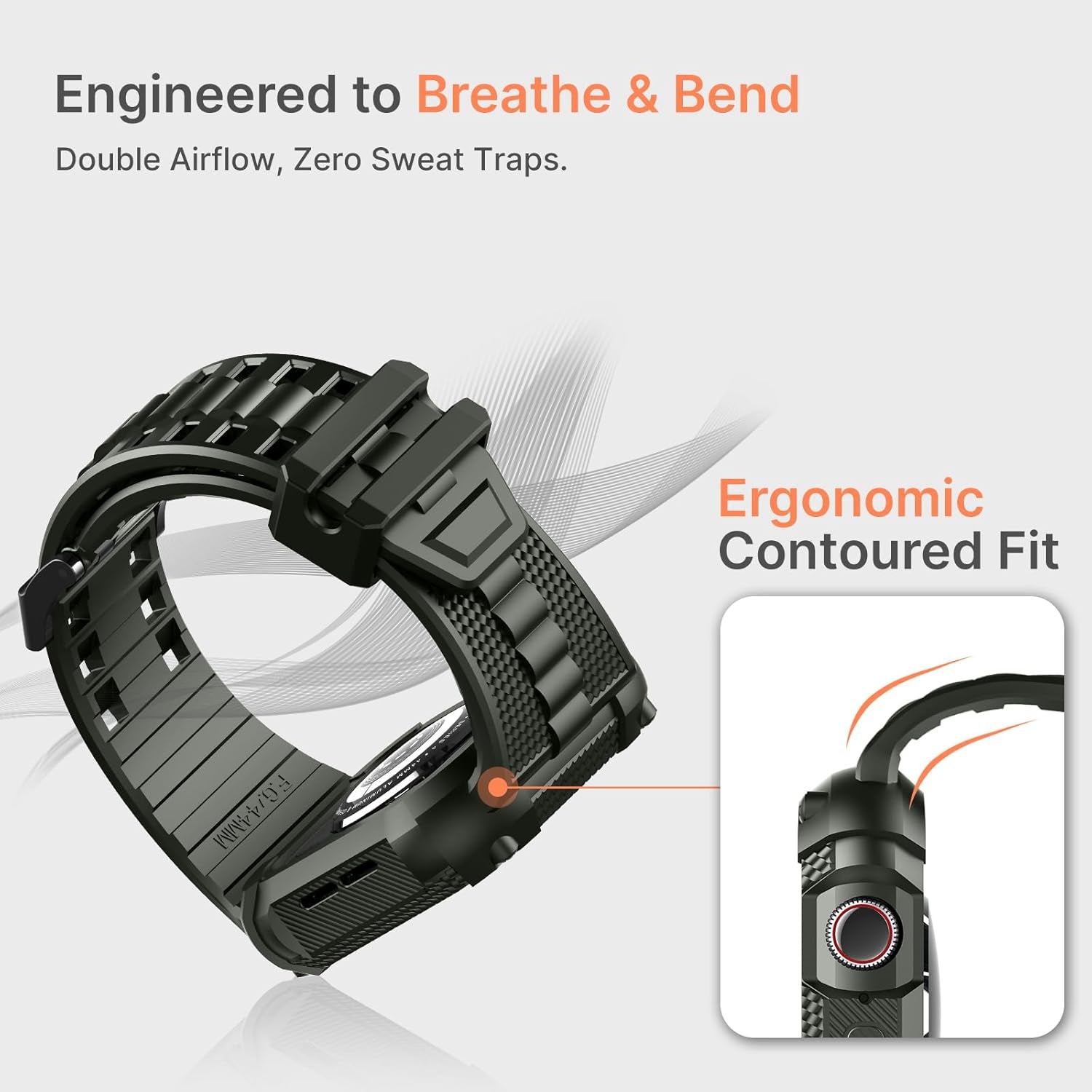 Compatible with Apple Watch Bands 41Mm 40Mm Series 9/8/7/6/5/4/SE3/SE2/SE, TPU Rugged Iwatch Strap Military Grade Shockproof Bumper Case for Men Women Army Green