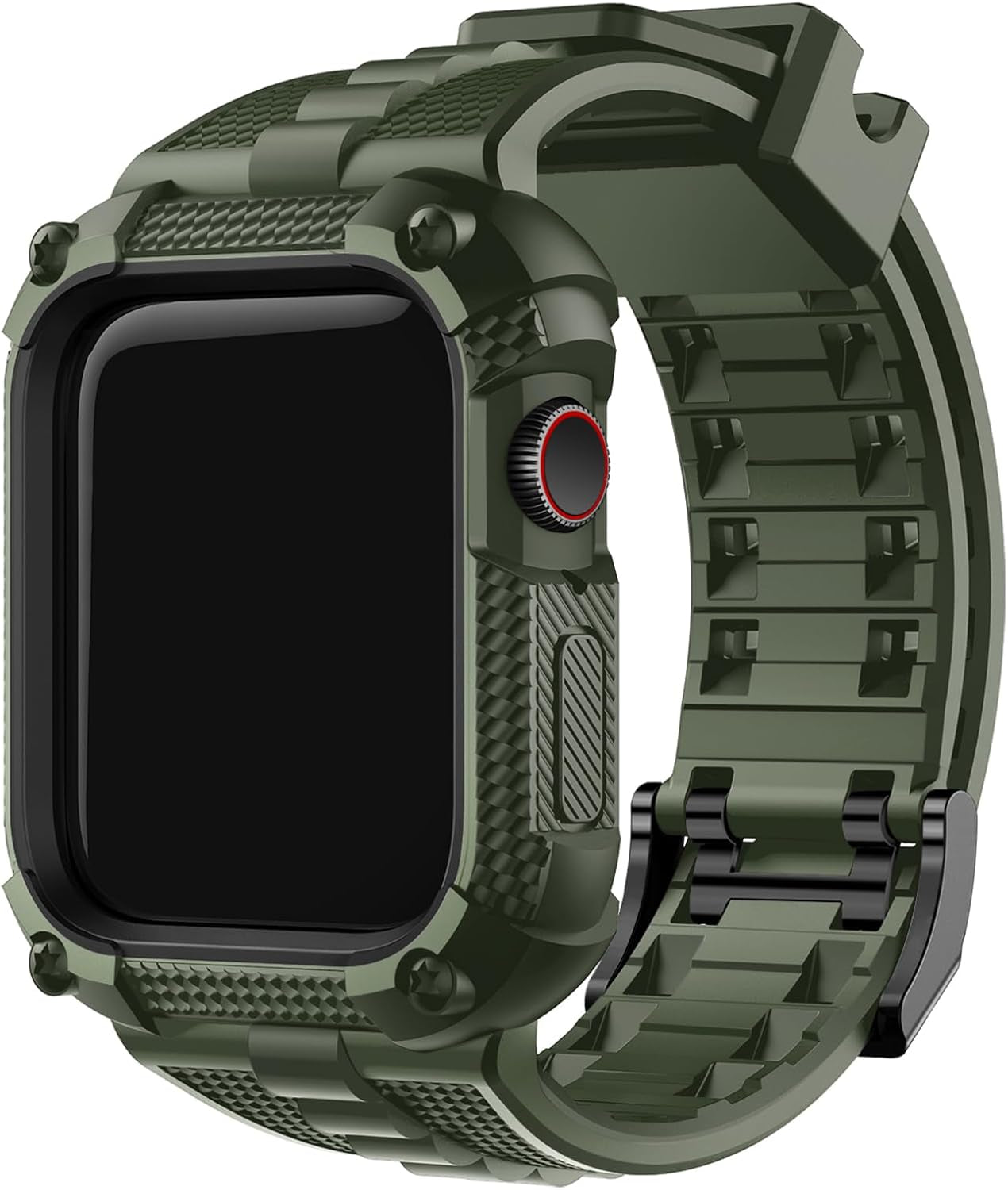 Compatible with Apple Watch Bands 41Mm 40Mm Series 9/8/7/6/5/4/SE3/SE2/SE, TPU Rugged Iwatch Strap Military Grade Shockproof Bumper Case for Men Women Army Green