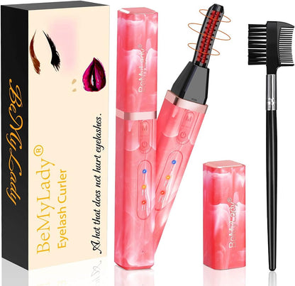 Heated Eyelash Curler, Electric Eyelash Curler USB Rechargeable for Quick Natural Curling, Long Lasting Curl Eyelashes Tool Valentine'S & Christmas Gifts for Women - Watermelon Powder